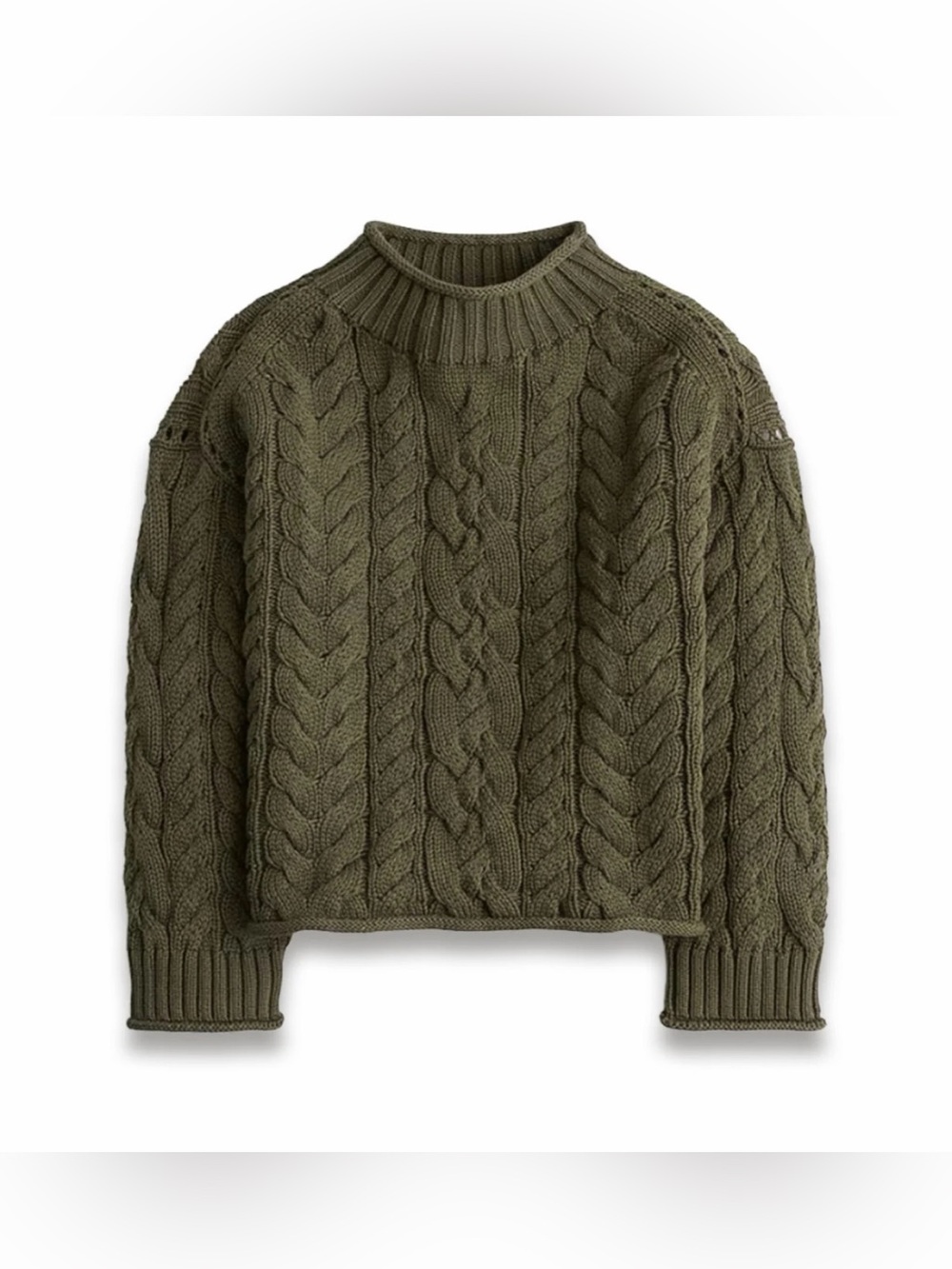 J.Crew 2025 Rollneck cable-knit sweater in woodland brush - Picture 5 of 9